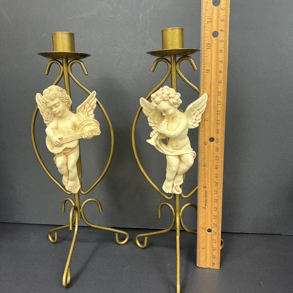 Vintage 1995 House of Lloyd Cherub Taper Candle Holders Set New Open Box
